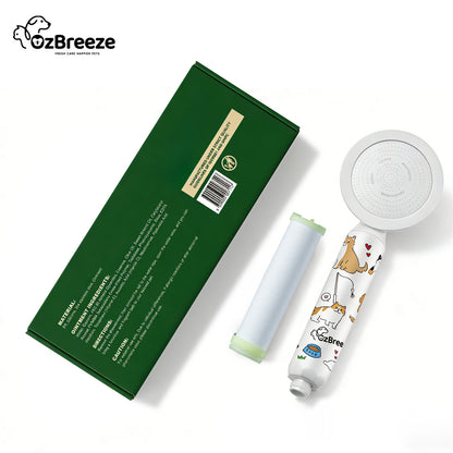OzBreeze Pet Shower Head for Dogs Cats - Handheld Sprayer with Natural Fragrance, Adjustable Gentle Flow, Water Saving Bath Attachment, Easy Install on Hose, Anti-Slip (White)