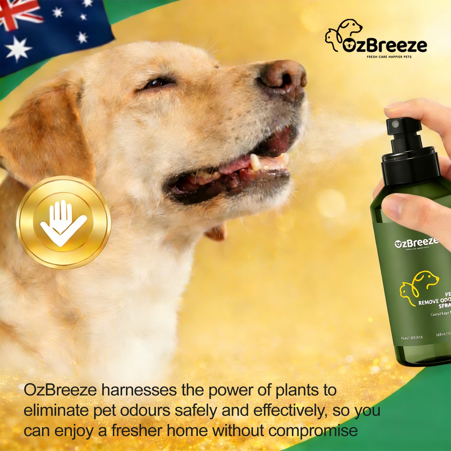 Ozbreeze Pet Deodorizer Spray - Eliminates Odors from Fur, Litter Box & Bedding& Car Smells | 100% Plant-Based, No Alcohol | Safe for Dogs, Cats & Homes Oceanic Aroma Therapy